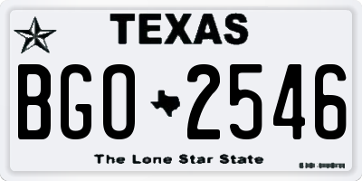 TX license plate BGO2546