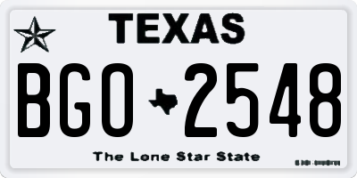 TX license plate BGO2548
