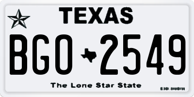 TX license plate BGO2549