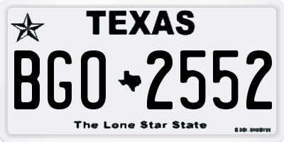 TX license plate BGO2552
