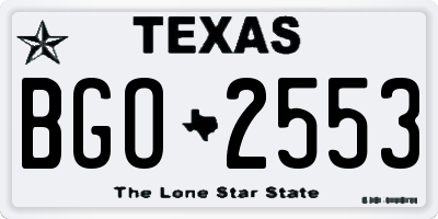 TX license plate BGO2553