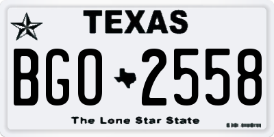 TX license plate BGO2558