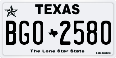 TX license plate BGO2580