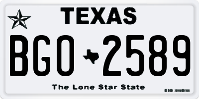 TX license plate BGO2589