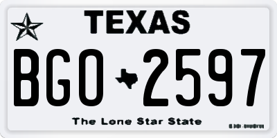 TX license plate BGO2597