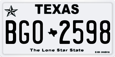 TX license plate BGO2598