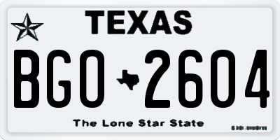 TX license plate BGO2604