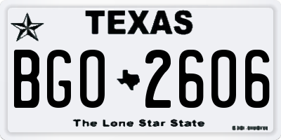 TX license plate BGO2606