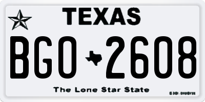 TX license plate BGO2608