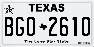 TX license plate BGO2610