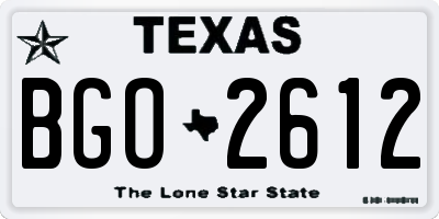 TX license plate BGO2612