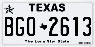TX license plate BGO2613