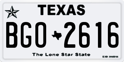 TX license plate BGO2616