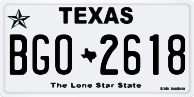 TX license plate BGO2618