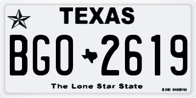 TX license plate BGO2619