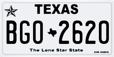 TX license plate BGO2620
