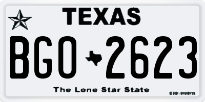 TX license plate BGO2623