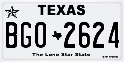 TX license plate BGO2624