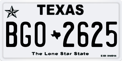TX license plate BGO2625