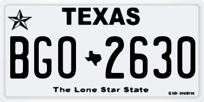 TX license plate BGO2630