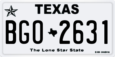 TX license plate BGO2631