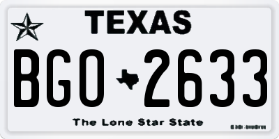 TX license plate BGO2633
