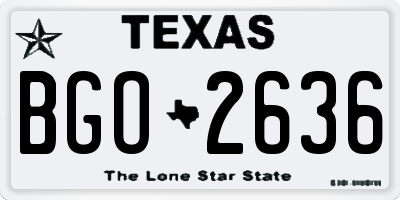 TX license plate BGO2636