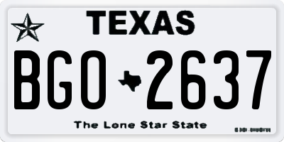 TX license plate BGO2637