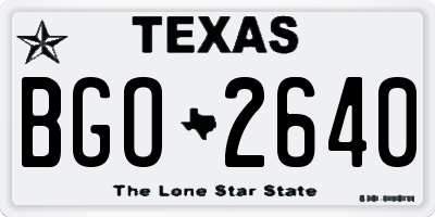 TX license plate BGO2640