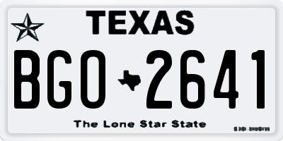 TX license plate BGO2641