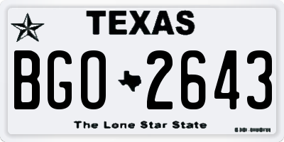 TX license plate BGO2643