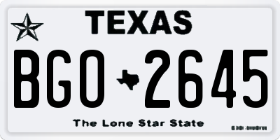 TX license plate BGO2645