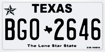 TX license plate BGO2646