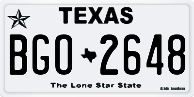 TX license plate BGO2648