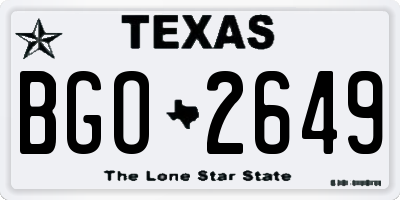 TX license plate BGO2649