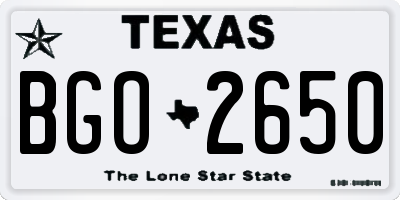 TX license plate BGO2650