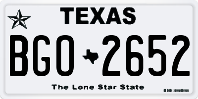 TX license plate BGO2652
