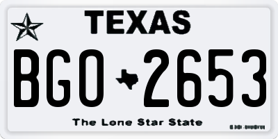 TX license plate BGO2653