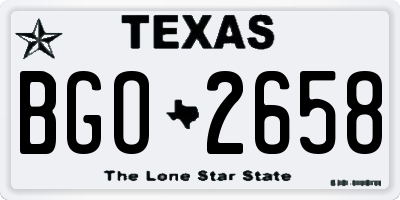 TX license plate BGO2658