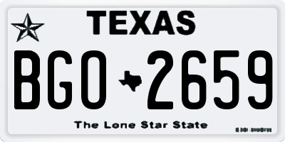 TX license plate BGO2659
