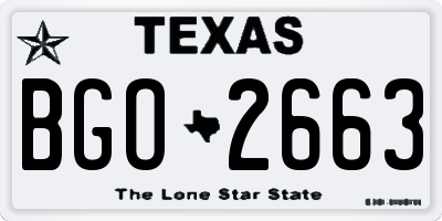 TX license plate BGO2663