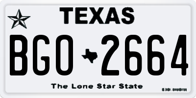 TX license plate BGO2664