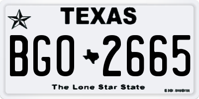 TX license plate BGO2665