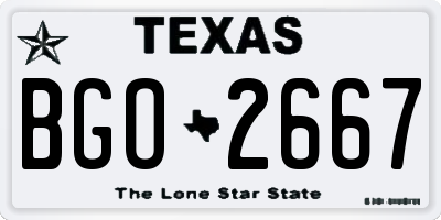 TX license plate BGO2667