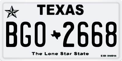 TX license plate BGO2668