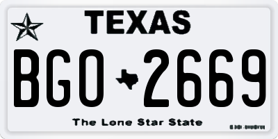 TX license plate BGO2669