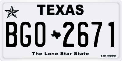 TX license plate BGO2671