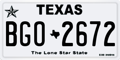 TX license plate BGO2672