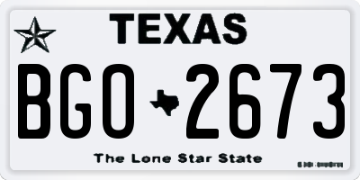 TX license plate BGO2673