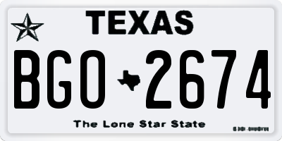 TX license plate BGO2674